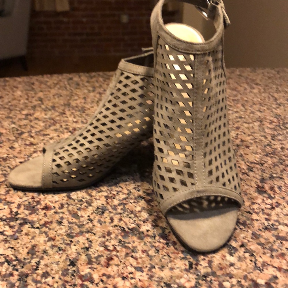 Gladiator Open Toe Cut Out Stack Heels - image 1